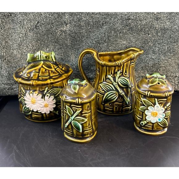 Flambro Ceramic Bamboo Design Kitchen Set c1970 - Picture 2 of 9